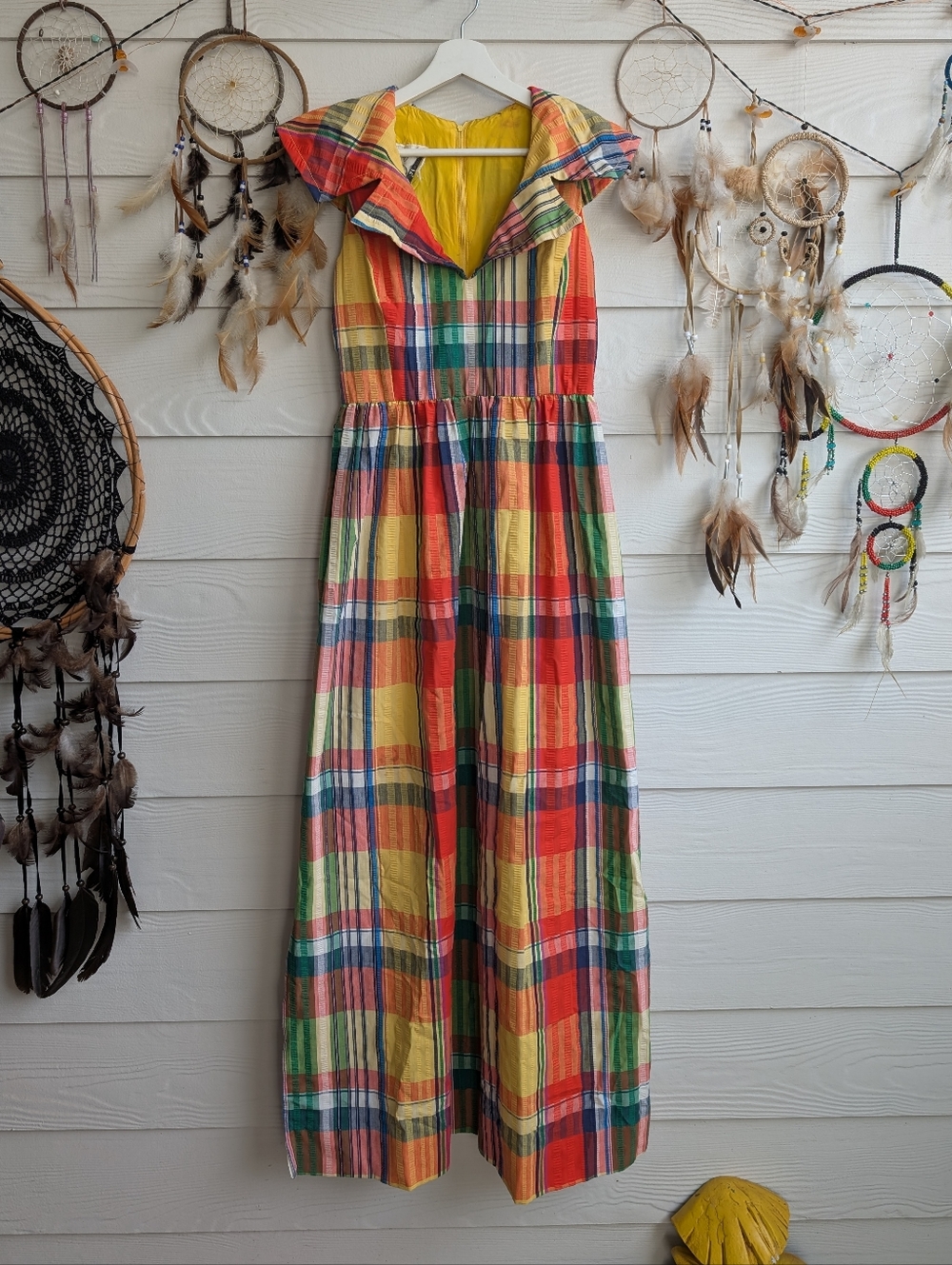 Vintage Rainbow Plaid Colorful Dress - Picture 2 of 13